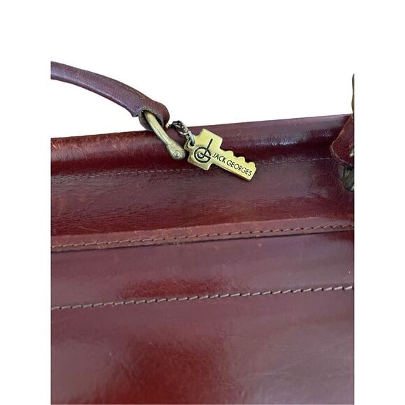 Jack George Womens Brown Leather Adjustable Strap Crossbody Briefcase - Picture 4 of 12